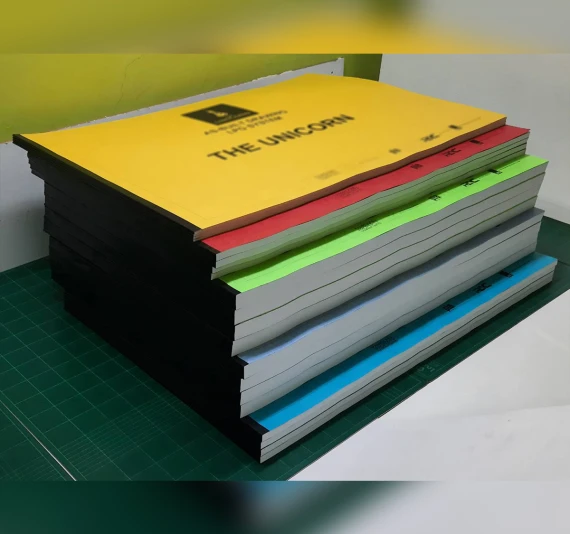 งานเข้าเล่ม ขนาด A2 ติดเทป ปริ้นขาวดำลงปก ไม่เคลือบปก