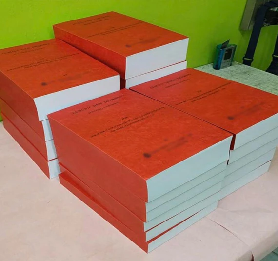 งานพับครึ่งทากาว เล่ม As built เล่ม A1 พับเป็น A2 ปริ้นสีลงปก พร้อมเคลือบ